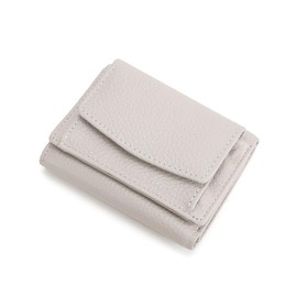 CHEERFULHEALTHY Women's Mini Wallet, Trifold Wallet, Genuine Leather, Mini Wallet, Prevents Skimming, Box-Shaped Coin Purse, Compact, Stylish, Cute, Lightweight, Small Gift, white