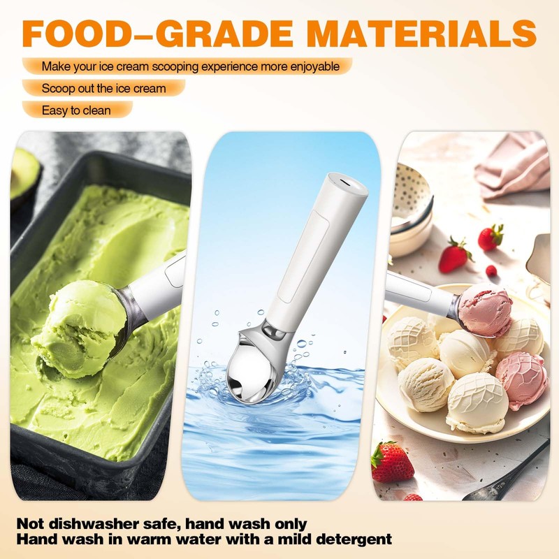 Heated Ice Cream Scoop Rechargeable, Waterproof Electric Ice Cream Scoop