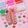 editTime 3D Colorful Flower Nail Art Charms, White Pink Acrylic