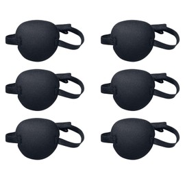 Pack of 6 Eye Patches, Adjustable Eye Patches with Buckle, Visually Corrected Eye Covers, Pirate Eye Patches for Adults and Children, Eye Patch, Single Eye Mask in 6 Colours (Black)