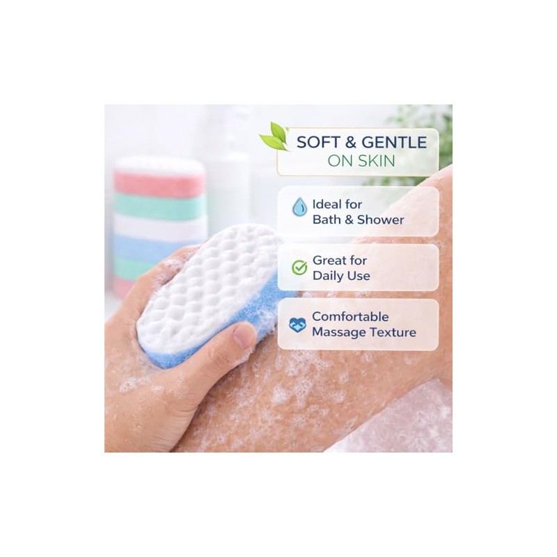 12 Pack Body Bath Sponges – Exfoliating Massage Shower Sponge