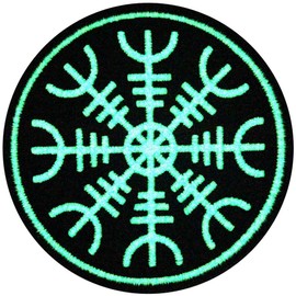 EmbTao Parche bordado con protección contra el terror Aegishjalmr Viking Yelm of Awe que brilla en la oscuridad