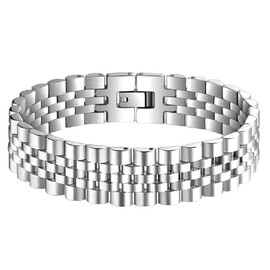 IMPRESSIVE Presidential Jubilee Style Link Bracelet Stainless Steel For Men and Women 8 Inch 15MM (Silver Tone)