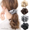 Vingtaine HS-169-GY Scrunchy, Shiny, Organza, Plain, Sheer, Transparent, Volume, Simple