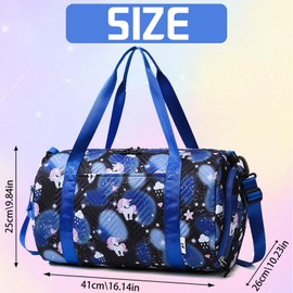 AUNGKWANG Unicorn Yoga Bag, Sports Bag, Girls' Unicorn Yoga Bag, Travel Bag, Swimming Bag, Waterproof Gym Bag, Sports Backpack, Training Bag with Shoe Compartment & Wet Compartment, black, Sports bag