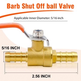 Horiznext 5/16 inch mini brass pneumatic barbed ball valve for air fuel gas water tubing（Pack of 2）