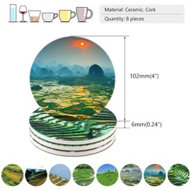 Absorbent Ceramic Coasters Set of 8 with Holder Drink Coasters