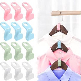 Clothes Hanger Connector Hooks, Space Saving Hangers for Closet Organizers, Storage Hangers Hooks, Hanger Clips Plastic Hangers for College Dorm,Wardrobe (50, Multicolor)