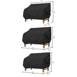 Donken Garden Bench Cover 2 Seater, Bench Protective Cover, Windproof Tarpaulin, Oxford Cover, UV-Resistant Bench Cover for Bench, Garden Furniture, Garden Sofa (Black, 147 x 83 x 79 cm)