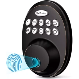 HuTools Biometric Electronic Keyless Entry Door Deadbolt Lock Fingerprint with Keypads