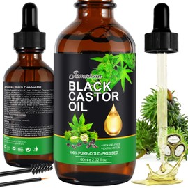 Cold Pressed Castor Oil Organic 60 ml - Natural Jamaican Black Castor Oil, 100% Pure, Organic Castor Oil for Hair Growth, Castor Oil for Body, Hair, Nails, Eyelashes, Eyebrows