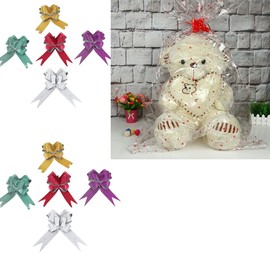 10pcs Large Cellophane Wrap for Hampers with 5 Colors Bows, 90x60cm Clear Gift Wrapping for Christmas Easter Valentine's Day Gift Baskets (Multicolor)