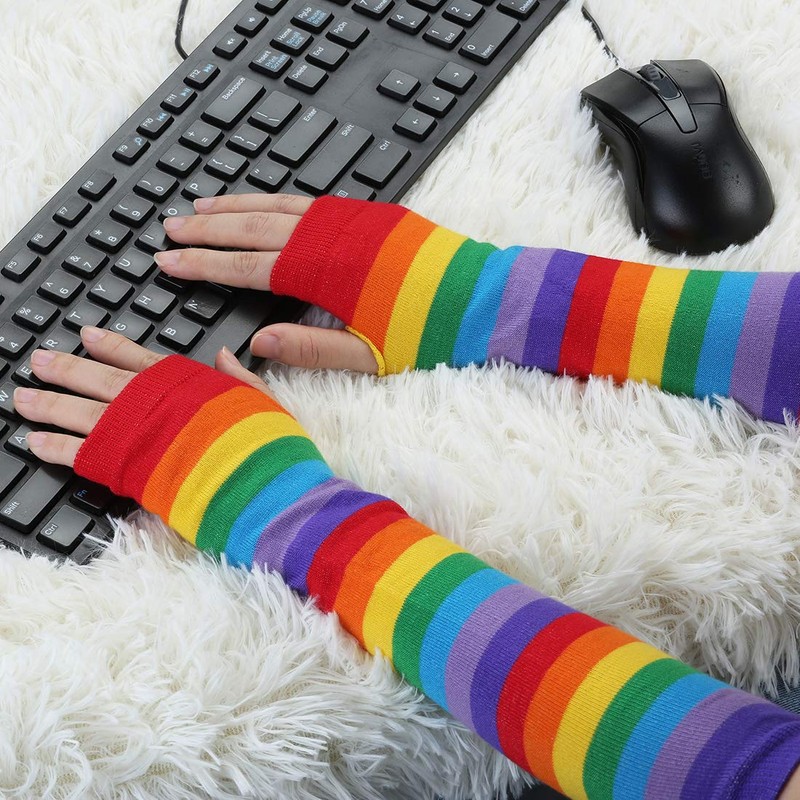 sourcing map Women's Arm Warmers Winter Knitted Cold Elbow Long