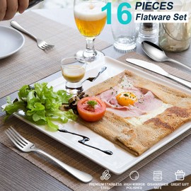 VIVANI 16 Piece Silverware Set for 4, Premium Stainless Steel Cutlery Set, Utensil Sets, Flatware Sets for 4, Forks Spoons and Knives Set Dishwasher Safe for Home Kitchen