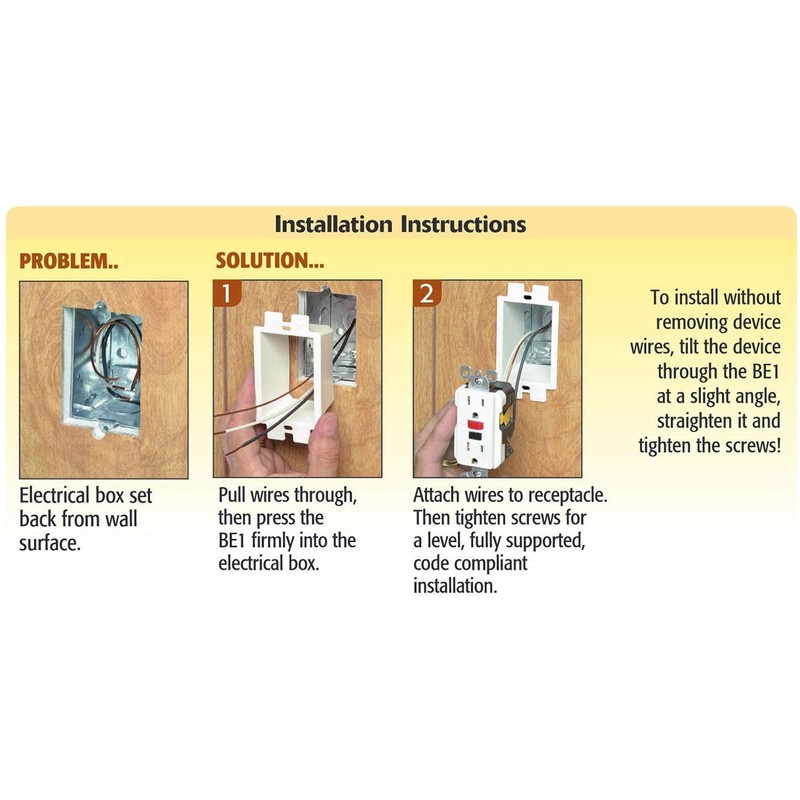 iMBAPrice BE1-2 (1-Gang) Electrical Power Outlet Box Extender - White,