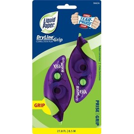 Liquid Paper DryLine Grip Correction Tape, 1/5" x 335", 2 pk