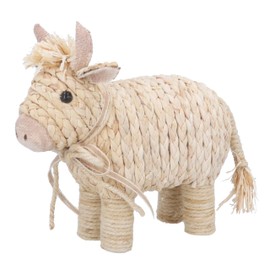 Gisela Graham Decorative Corn Husk Cow, Natural Woven Animal Ornament