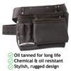 Spares2go Oil Tanned Leather Reinforced Multi Pocket Nails Pouch &