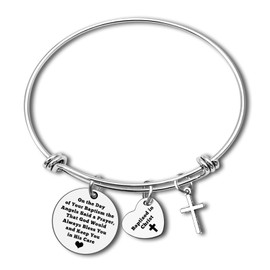 Baptism Bracelet Baptism Gift for Her Religious Christian Gift for Women Baptized Gift First Communion Gift Baptized in Christ Bangle Religious Gift for Family Friends Christmas Birthday Gift