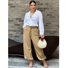 ZAFUL Womens Baggy Pants Cotton Linen Casual Summer Palazzo Pants