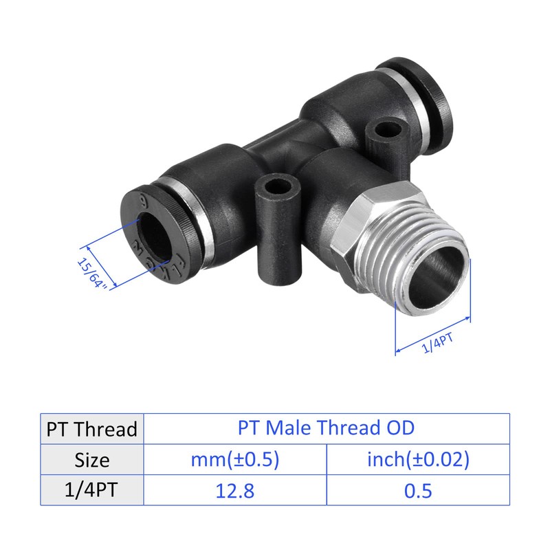 M METERXITY 1pc 6.5mm PT Male Thread Push Lock Fitting