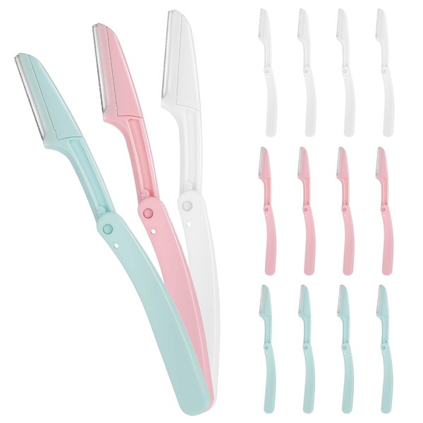 15 Pcs Foldable Eyebrow Razor Set, Foldable Face Razors Dermaplaning