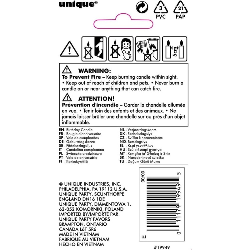 Unique Vibrant Rainbow Border Number "9" Birthday Candle - Multicolored