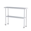 Chingoo Stainless Steel Table with Wheels 14 x 48 Inches