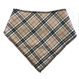Spoilt Rotten Pets Beige Classic Plaid Camel Thomson Scottish Kilting Pet Dog Bandana For Dogs & Cats (S2 Shih-Tzu, Cockerpoo & Terriers)