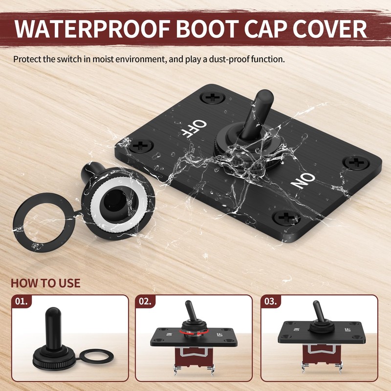 RVMARINEPAT Heavy Duty Toggle Switch 12V DC 30A Waterproof 2