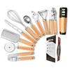 KLEENE 10-Piece Wooden Handle Kitchen Utensils Set, Stainless Steel Cooking