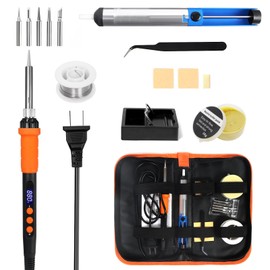 Kodilin 90W Soldering Iron Kit Digital Jewelry Soldering Kit for Electronics Adjustable Temperature Soldering Gun Kit Auto Sleep Micro Soldering Pen with 5pcs Tips,Stand,Solder Sucker,Solder Wire,etc