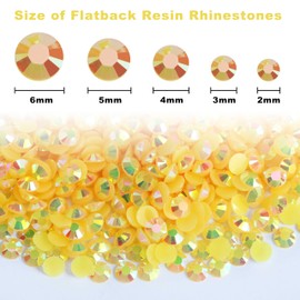 ELEEGEM Resin Rhinestones Kit for Crafts,8400 pcs Topaz AB Jelly Flatback Rhinestones Mixed 5 Sizes 2mm-6mm with B7000 Glue Tweezers and Wax Pencil for Fabric Tumblers and Clothes