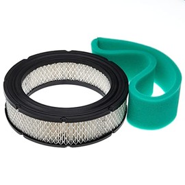 vhbw Filter Set (1x paper air filter, 1x foam filter) compatible with Briggs & Stratton Vanguard 541477-0126-E1 Motor for Lawn Tractor