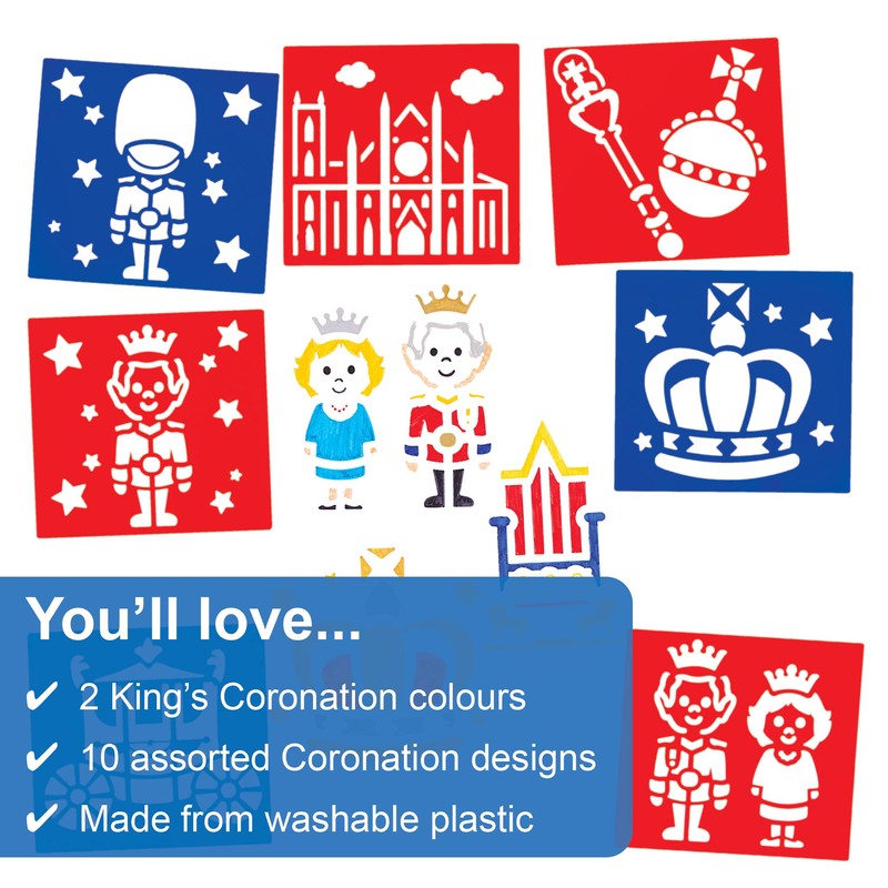Baker Ross CN123 Royal Stencils - Pack of 10, British