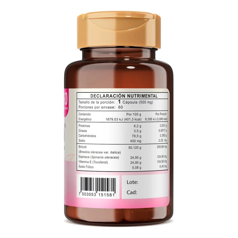 Multi Vitaminico Para Mujer Contiene cido Flico, Vitamina E, Brocoli