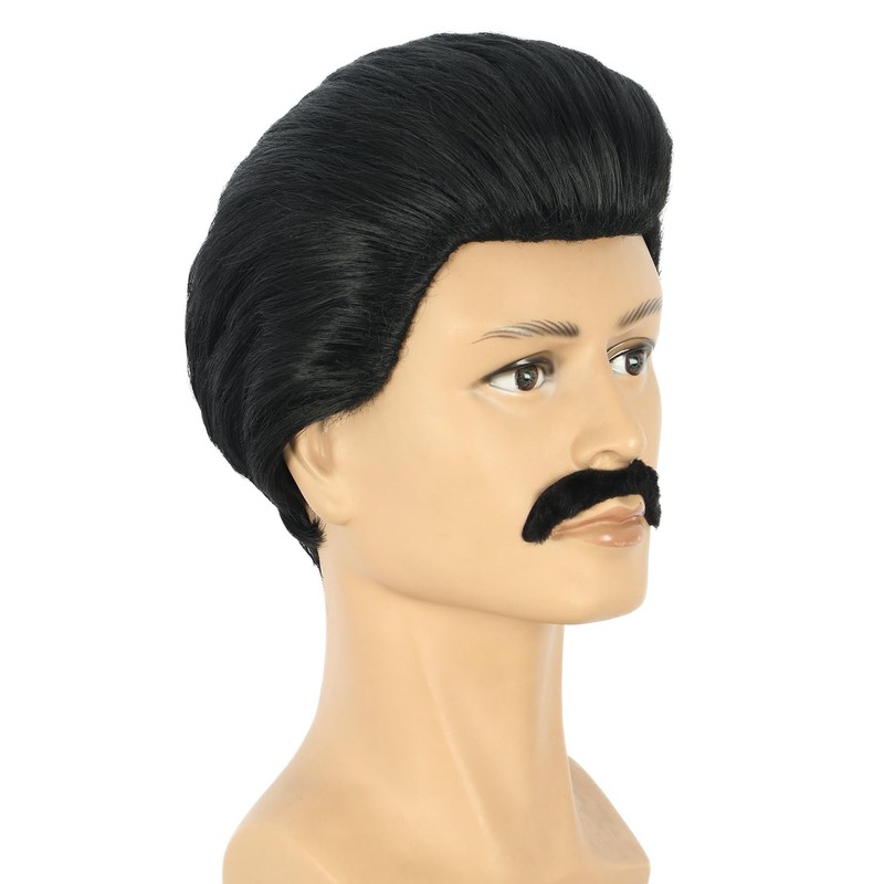 Adult Short Mens Black 70s80s Rocker Wig Anime Wig