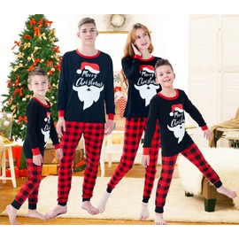 Dolphin&Fish Family Matching Christmas Pjs Christmas Santa Claus Men's Clothes Size L Black