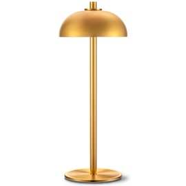 JONEMO Rechargeable Cordless Table Lamp - 5000mAh Battery Operated Table Light, 3 Color Stepless Dimmable LED Table Lamp with Memory Function for Indoor, Outdoor, Dinner, Home, Restaurant.(Gold)