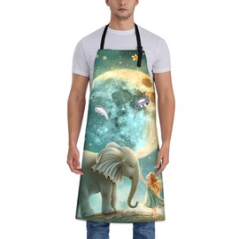Turamurra Elephant Apron for Women Men 28x33in, Kitchen Chef Aprons with 2 Pockets, Polyester, Aniaml Theme Apron for Cooking BBQ Baking Gardening Chef, Gifts for Mom Wife Dad