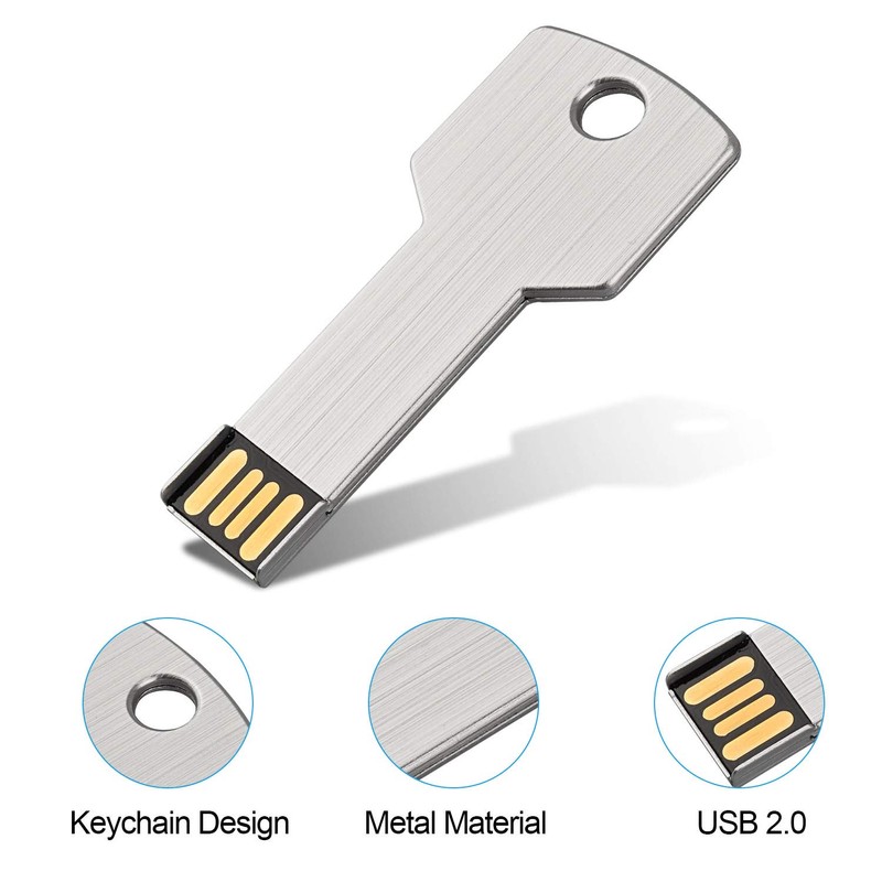 64G Key Shape USB Flash Drive, K&ZZ Metal Thumb Drive