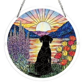 Acrylic Puzzle Jigsaw Suncatchers Dog Silhouette DIY Stained Glass Decor