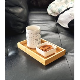 Bam & Boo (1-Pack) Natural Bamboo Rectangle Serving & Vanity Tray - for Kitchen, Bathroom, Countertop, Coffee Table (9.8" x 5.9" x 1.2")
