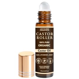 Untamed Organics- Roll-on de aceite de ricino 100% orgánico para cejas, labios, ojeras, pestañas y cutículas (rollo sin suciedad)
