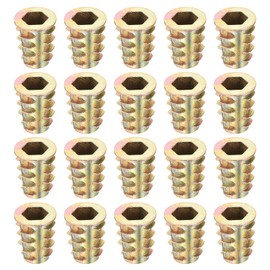 sourcing map 100Pcs Threaded Inserts, M6-1x15 Zinc Alloy Hex-Flanged Nut Threaded Inserts, Hex Socket Drive Nut Threaded Inserts Bolt Fastener Connector for Wood, Furniture Nuts