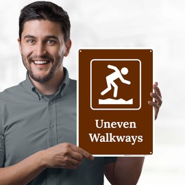 Uneven Walkways With Graphic Sign, 10x14 Inches, Rust Free .040 Aluminum, Fade Resistant, Made in USA by My Sign Center