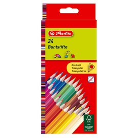 herlitz 10412039 Triangular Coloured Pencils Varnished Pack of 24