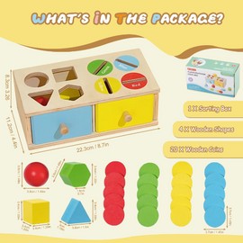 Montessori Toys for 3 4 5 Year Old - Shape Sorter Matching Color Sorting Recognization Sensory Toys for Toddlers Boy Girl Education Preschool Fine Motor Skills Box Gift