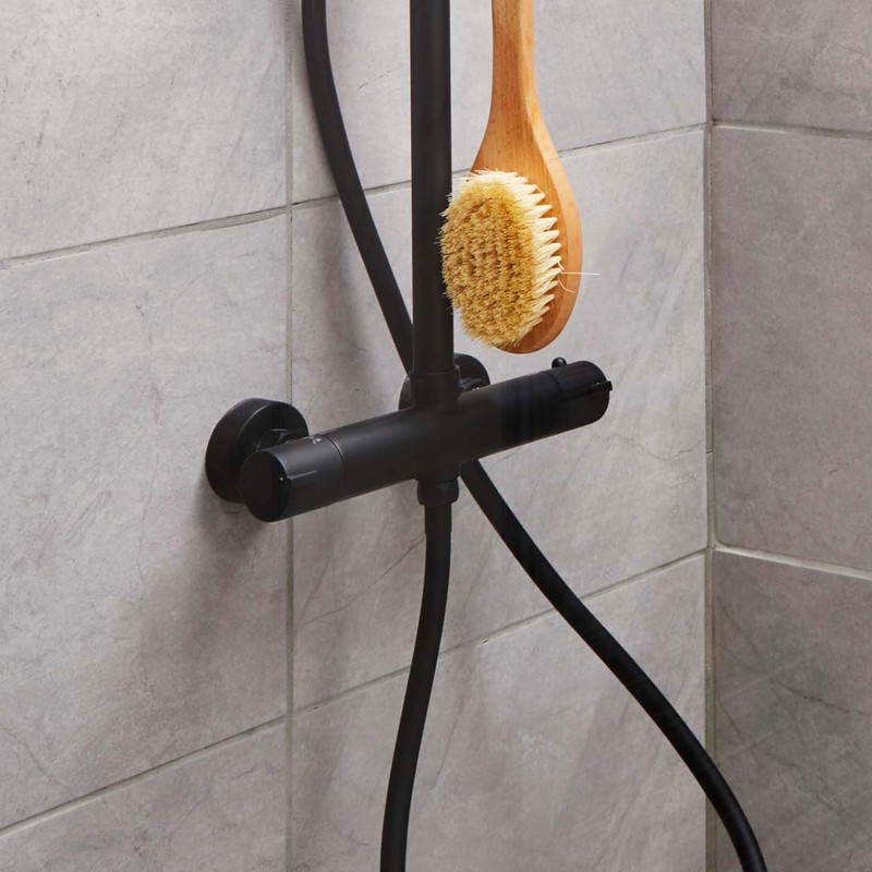 Matt Black Round Shower Mounting Kit – Bar Valve Fast