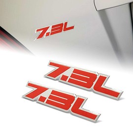EPARTS 5.0L 6.0L 6.2L 7.3L Engine 2PCS Aluminum Decorative Adhesive Emblem Decal Car Truck Side Door Fender Rear Trunk Emblem Logo Badge Decals, Automotive Decoration Accessories (7.3L, Red)